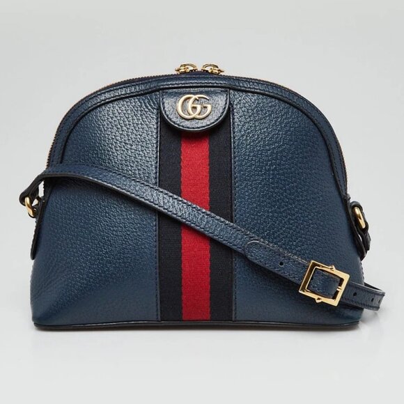 Gucci Blue Leather Vintage Web Ophidia Small Shoulder Bag - Picture 1 of 11